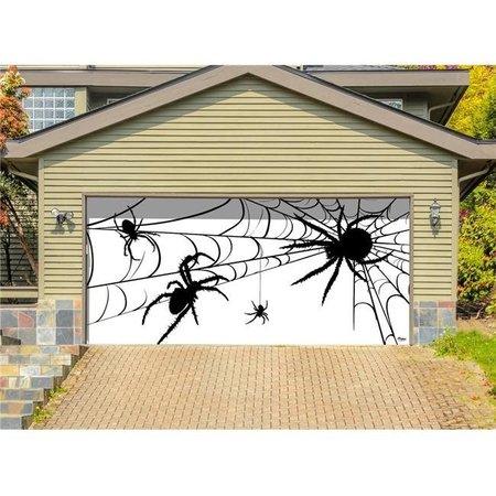 MY DOOR DECOR My Door Decor 285905HALL-012 7 x 16 ft. Spiders Halloween Door Mural Sign Car Garage Banner Decor; Multi Color 285905HALL-012